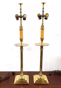 Chapman Table Lamps Brass Candlestick Pair