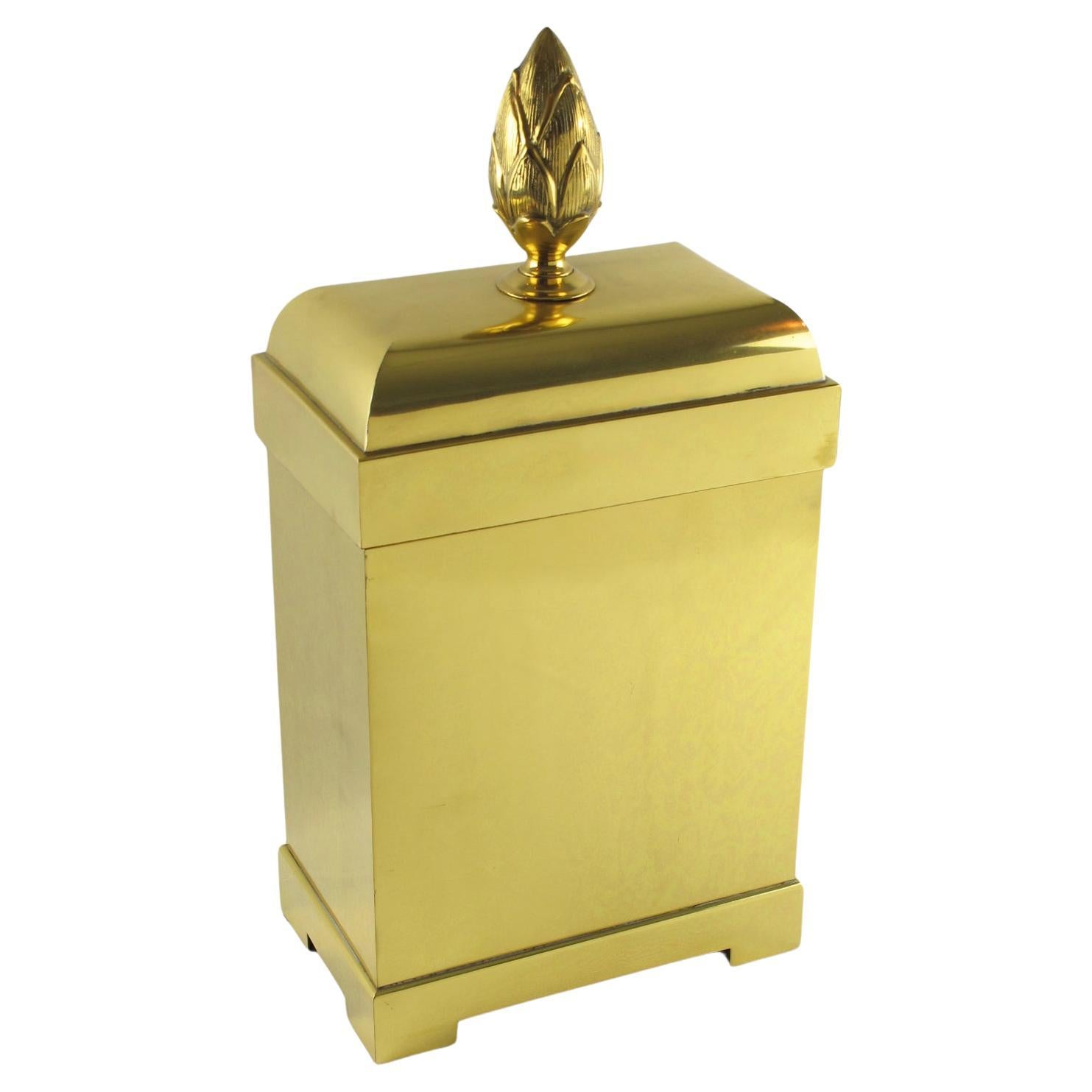 Chapman Tall Brass Magazine Storage Lidded Box, 1980s