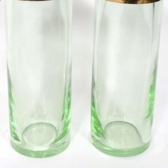 Chapman Thick Green Glass Cylinder Lamps John Saladino Style Mid Century Modern