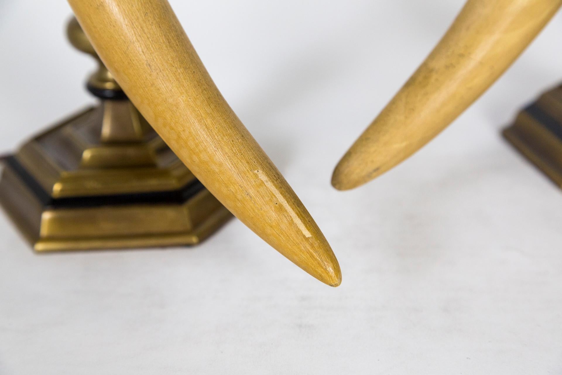 Chapman Vintage Faux Horn & Brass Lamps 'Pair' In Good Condition For Sale In San Francisco, CA