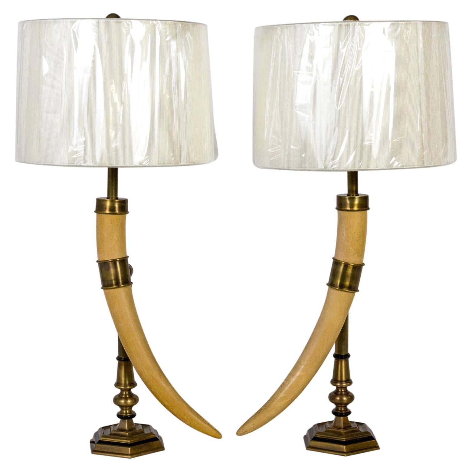 Chapman Vintage Faux Horn & Brass Lamps 'Pair'