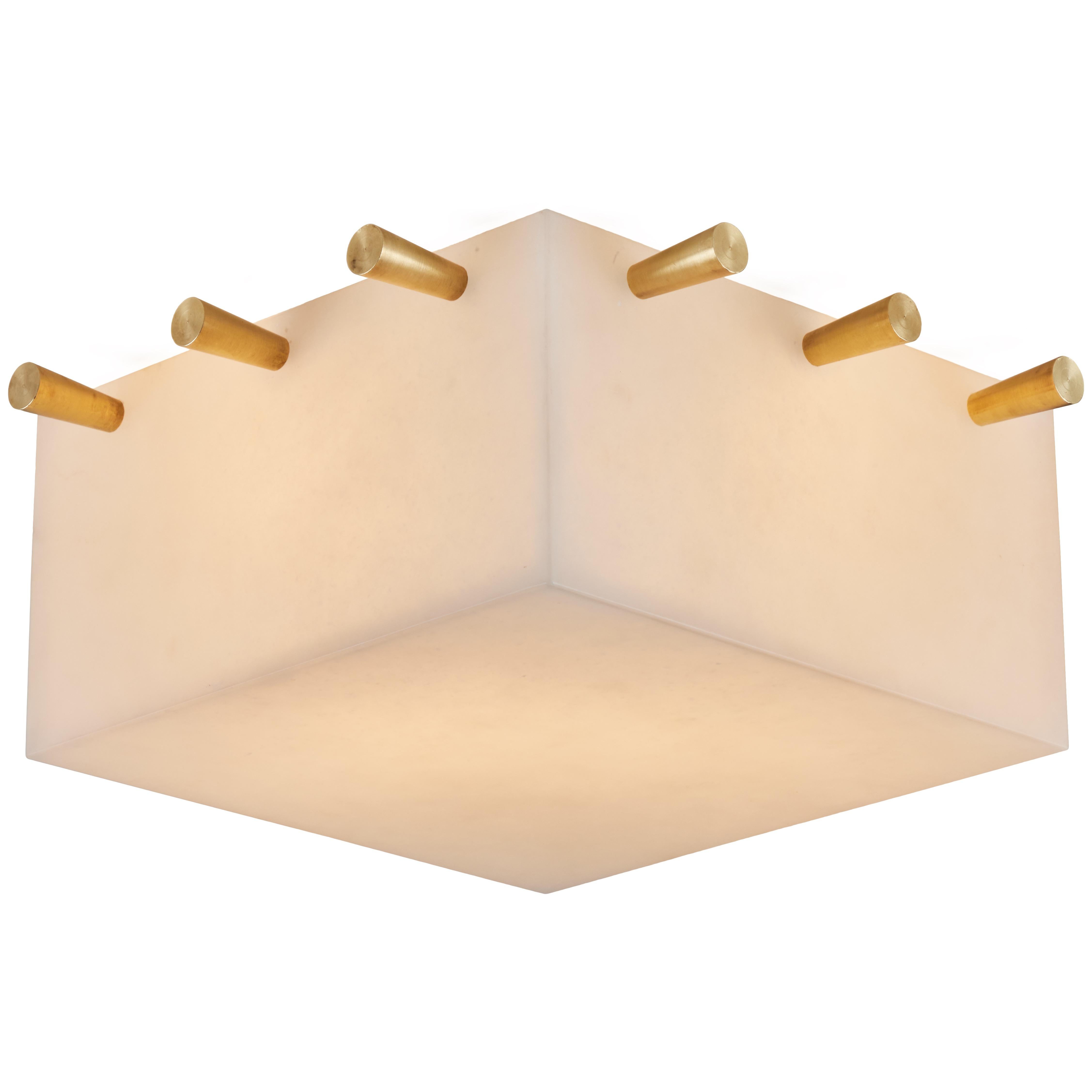 Modern 'Chapo' Alabaster and Brass Wall or Ceiling Lamp by Denis De La Mesiere For Sale