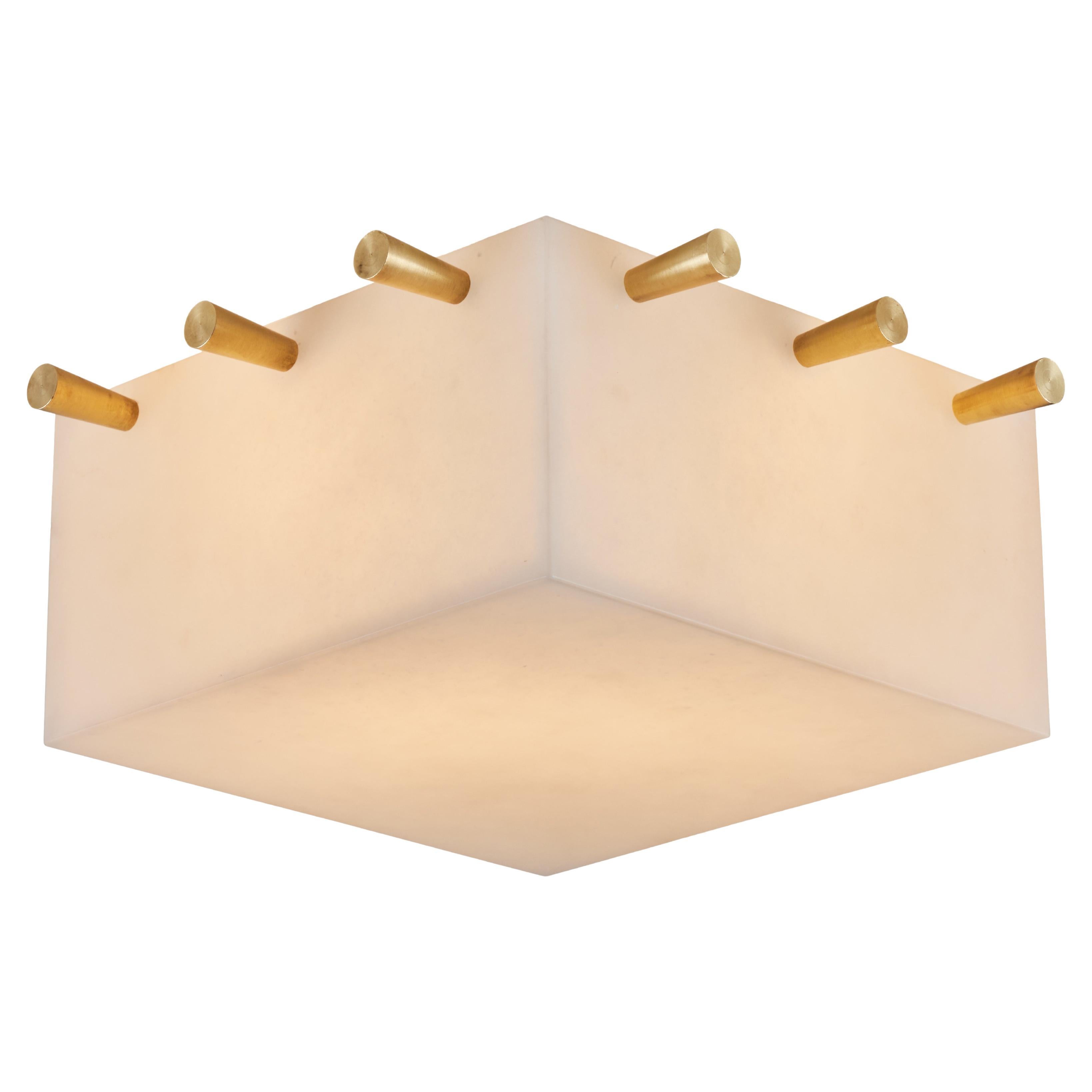 'Chapo' Alabaster and Brass Wall or Ceiling Lamp by Denis De La Mesiere For Sale