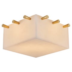 'Chapo' Alabaster and Brass Wall or Ceiling Lamp by Denis De La Mesiere
