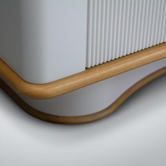 Reeded Bancroft Walnut and Lacquer Bedside End Table by Chapter & Verse