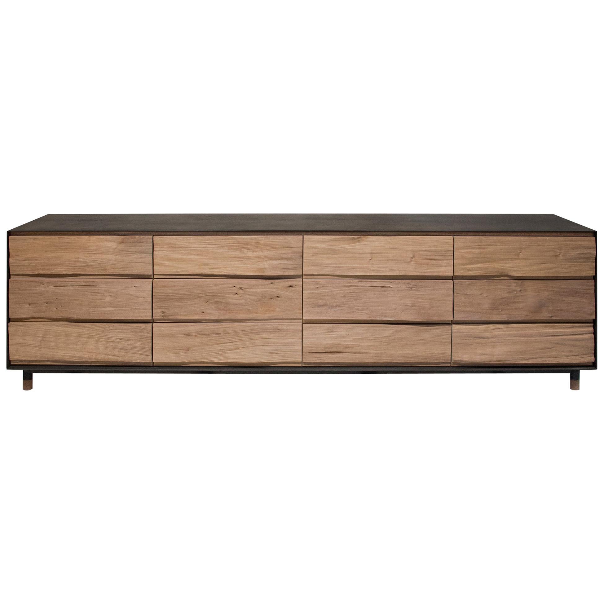 Split Walnut Dresser with Brown Patinated Steel by Chapter & Verse