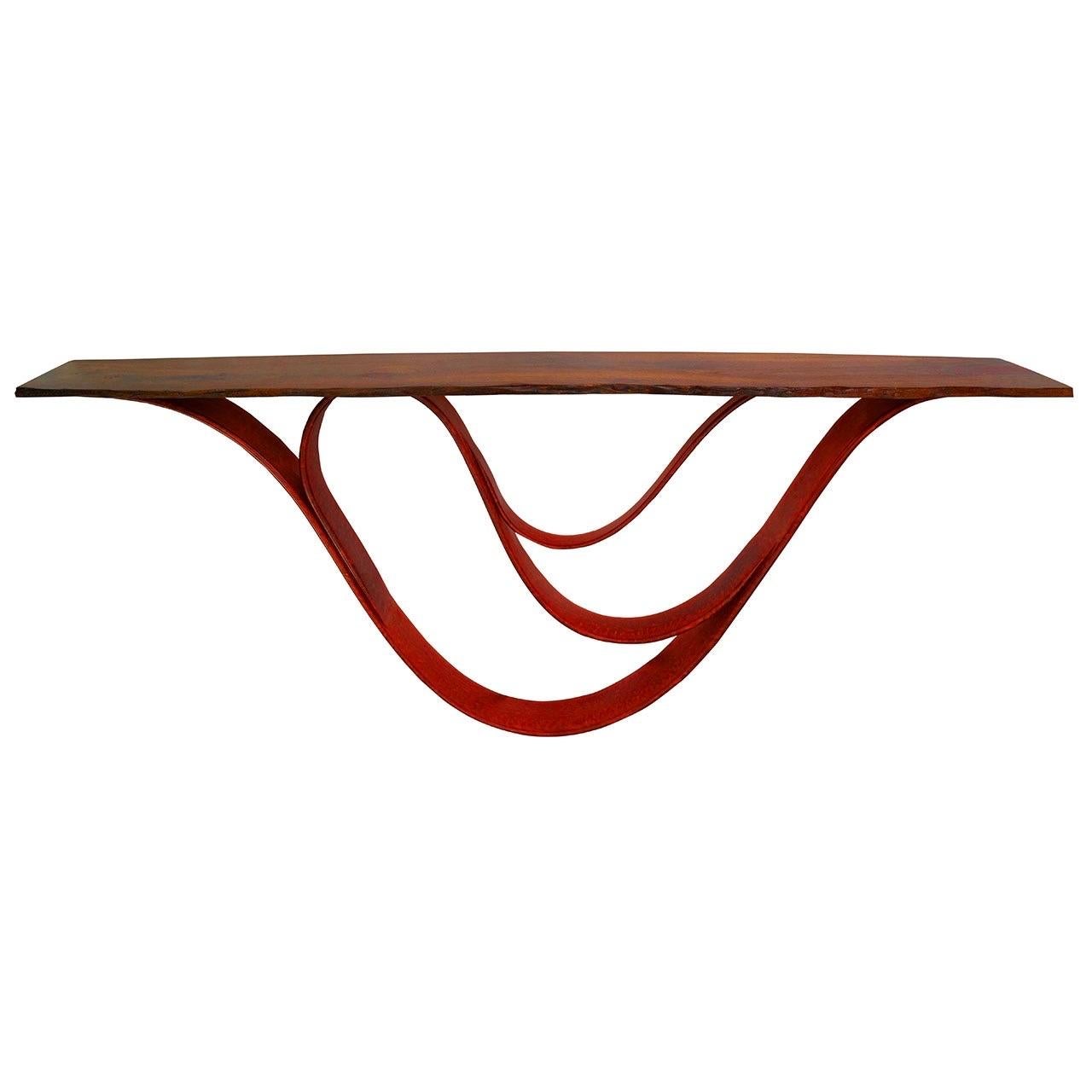 Modern Chara Console by Raka Studio x Hamdi Studio - Resin and Roase Wood Table For Sale