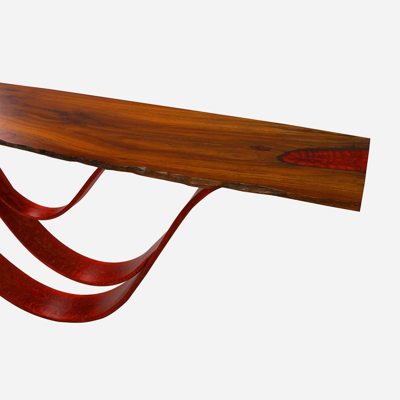 Contemporary Chara Console by Raka Studio x Hamdi Studio - Resin and Roase Wood Table For Sale