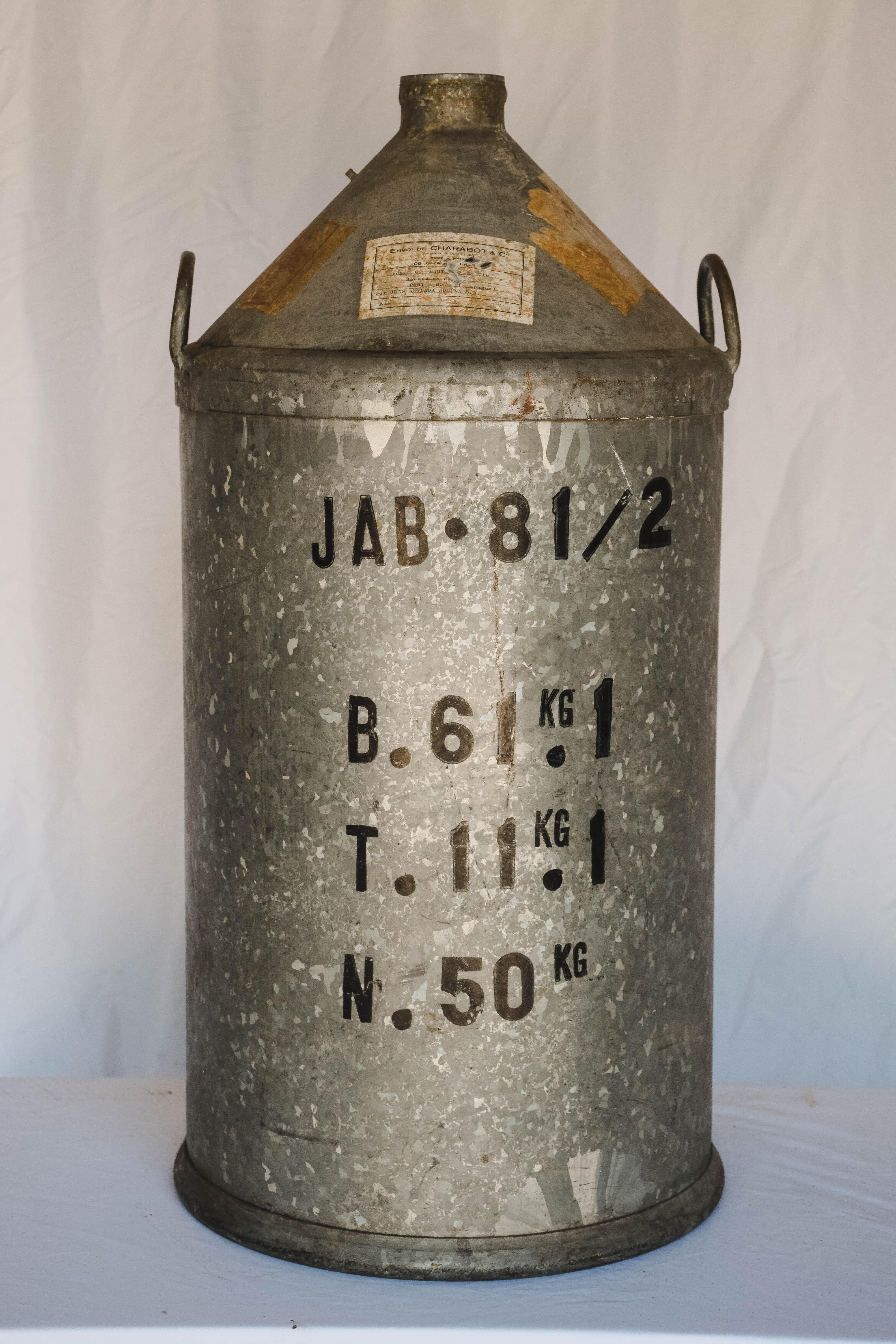 The Charabot perfume company is the oldest perfume company, still active today. This transport canister is very decorative alone or displaying foliage.