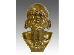 Character Head Sculpture in Bronze, Expressive Style