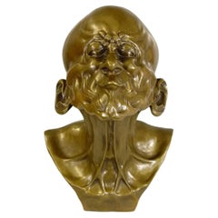Character Head Sculpture in Bronze, Expressive Style
