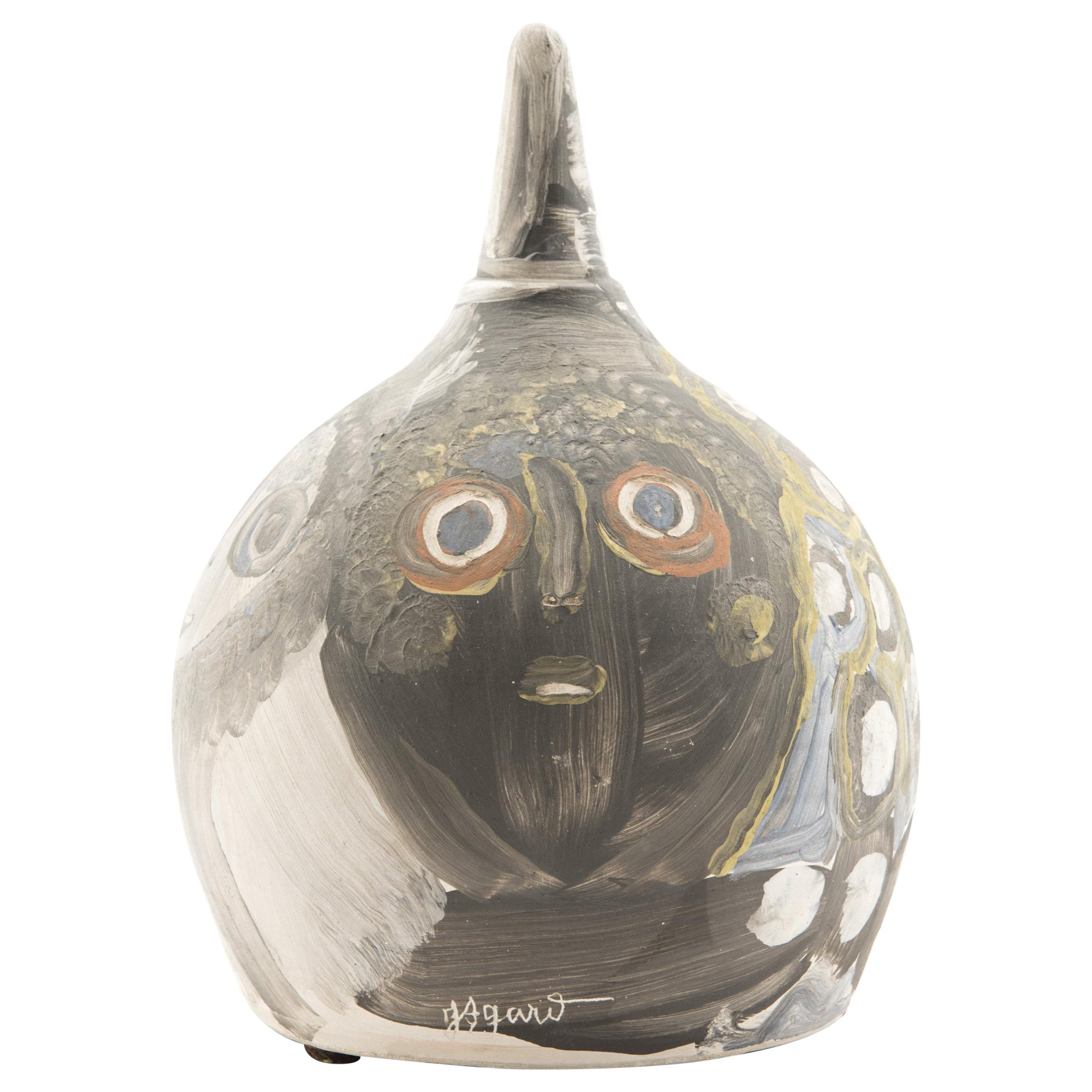 Character Painting on Ceramics, Jules Agard, Vallauris, 1950s For Sale