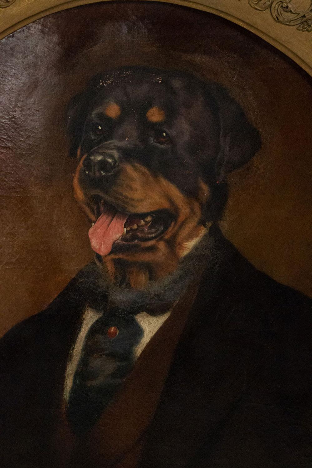 Charakter Portrait eines Hundes Ölgemälde (Französisch) im Angebot