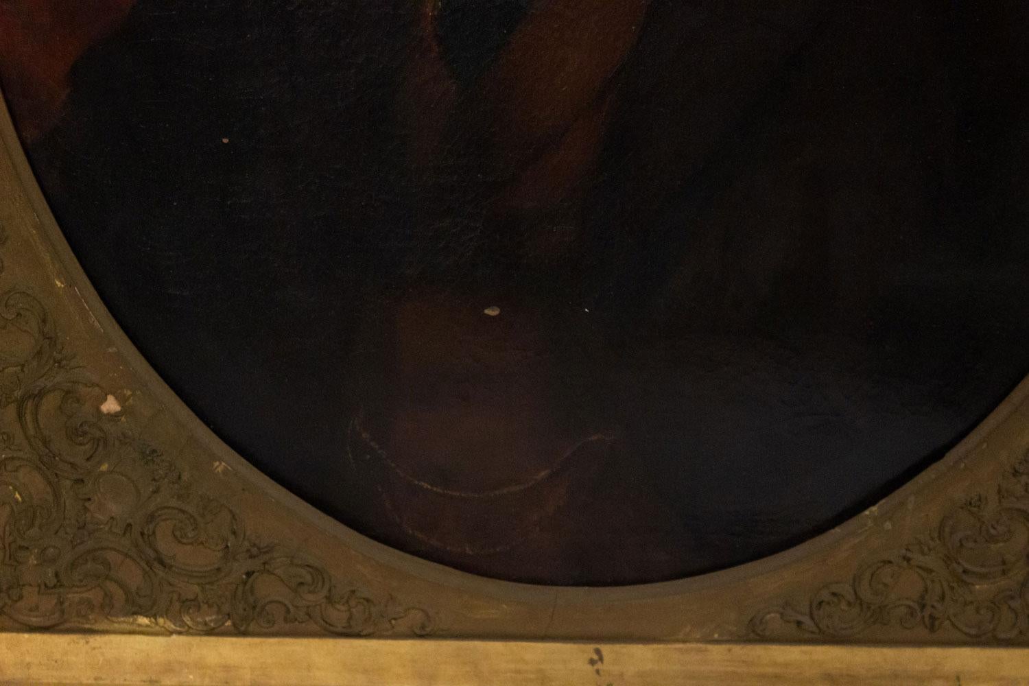 Charakter Portrait eines Hundes Ölgemälde (Vergoldet) im Angebot