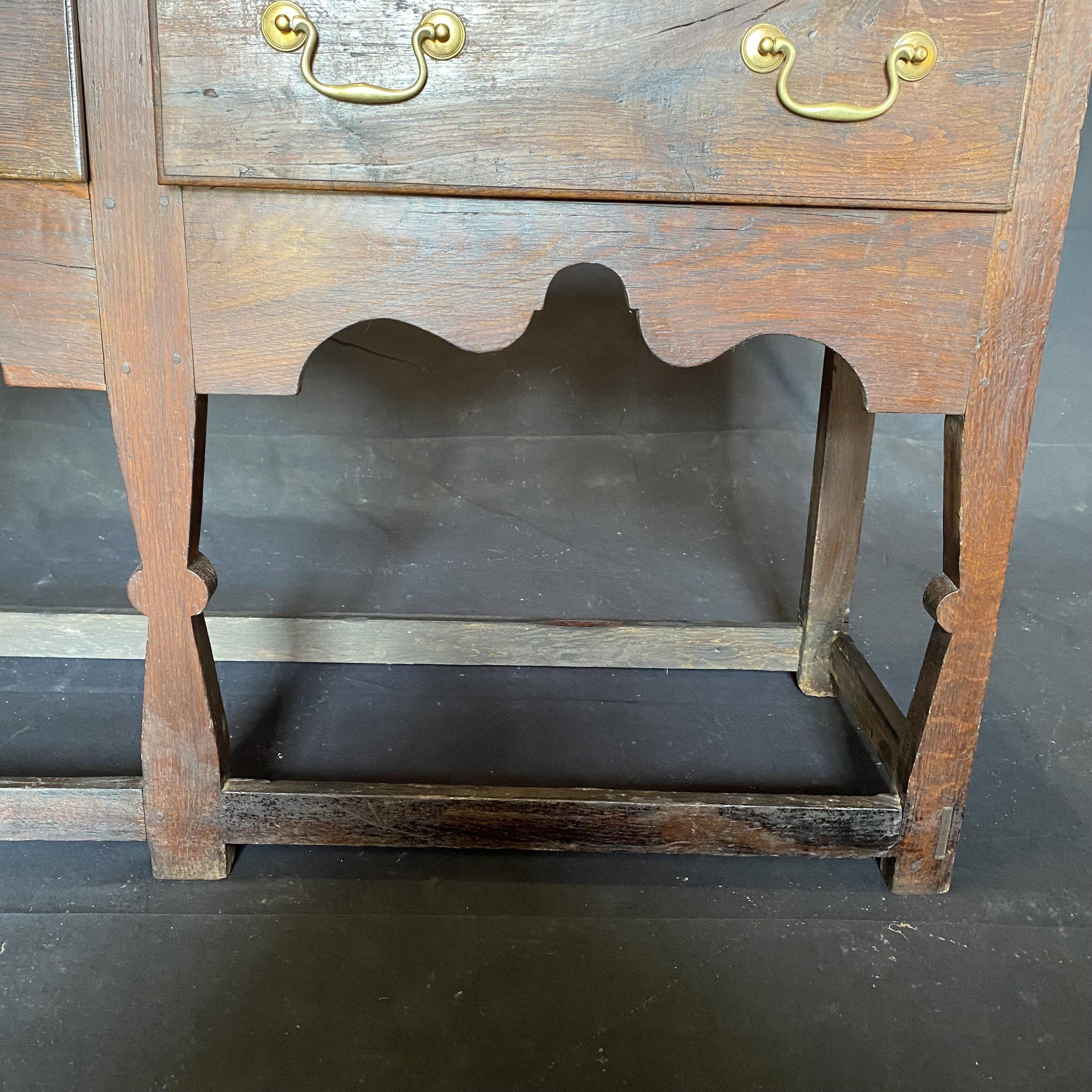 Character Rich 18th Century English Oak Georgian Sideboard or Buffet  In Good Condition In Hopewell, NJ