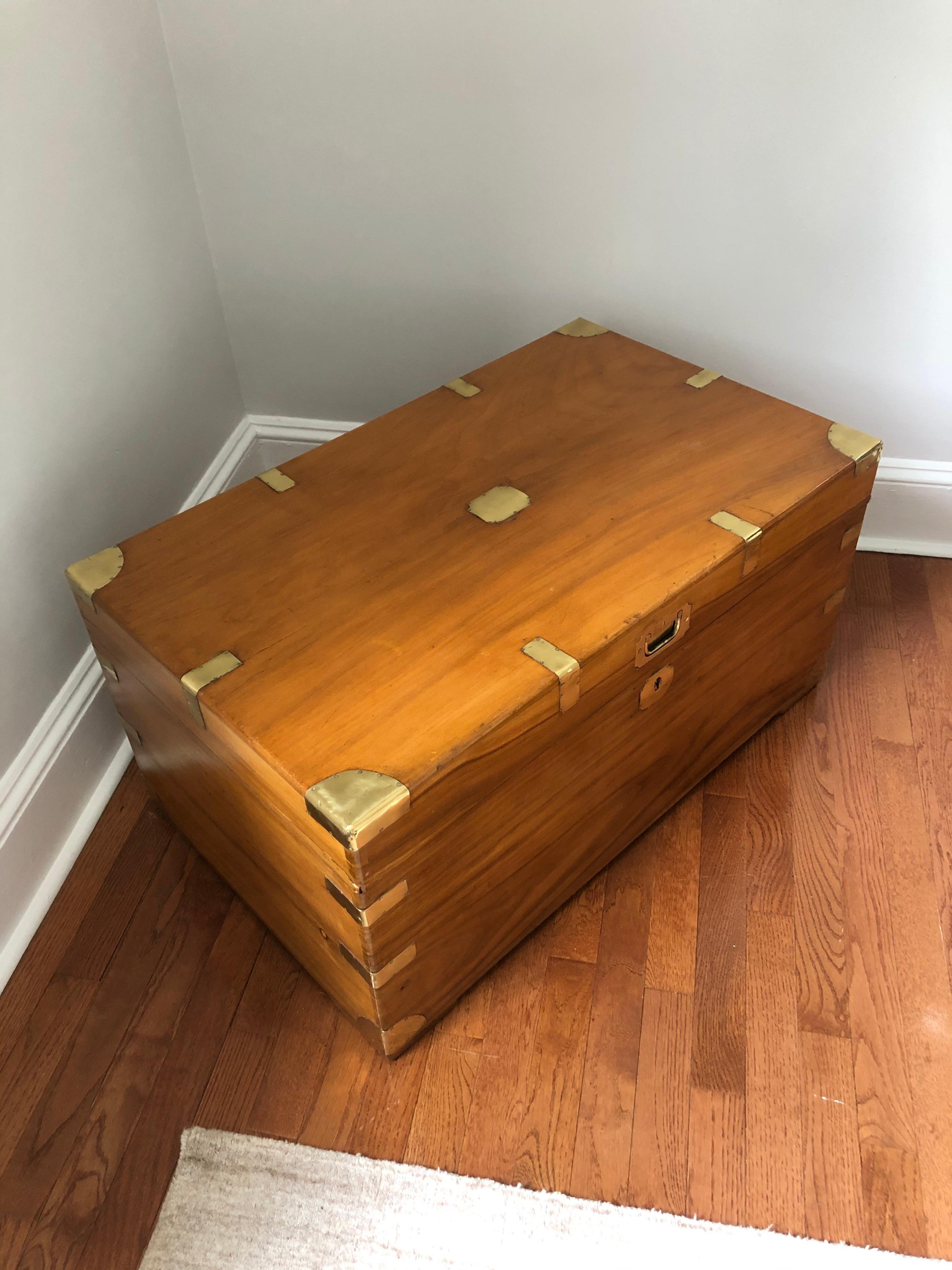 Character Rich Campaign Trunk with Original Brass and Camphor Interior 1