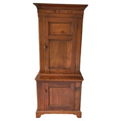 Antique Character Rich Early American Carved Pine Cupboard