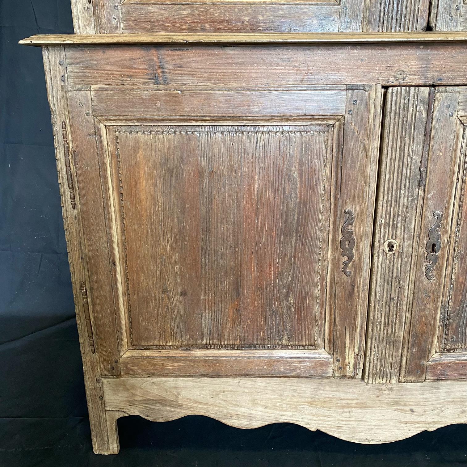 Character Rich French 19th Century Tall Carved Wood Cabinet Bookcase 1