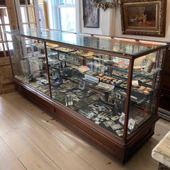 Character Rich Large 19th Century Oak Glass & Mirror Country Store Cabinet