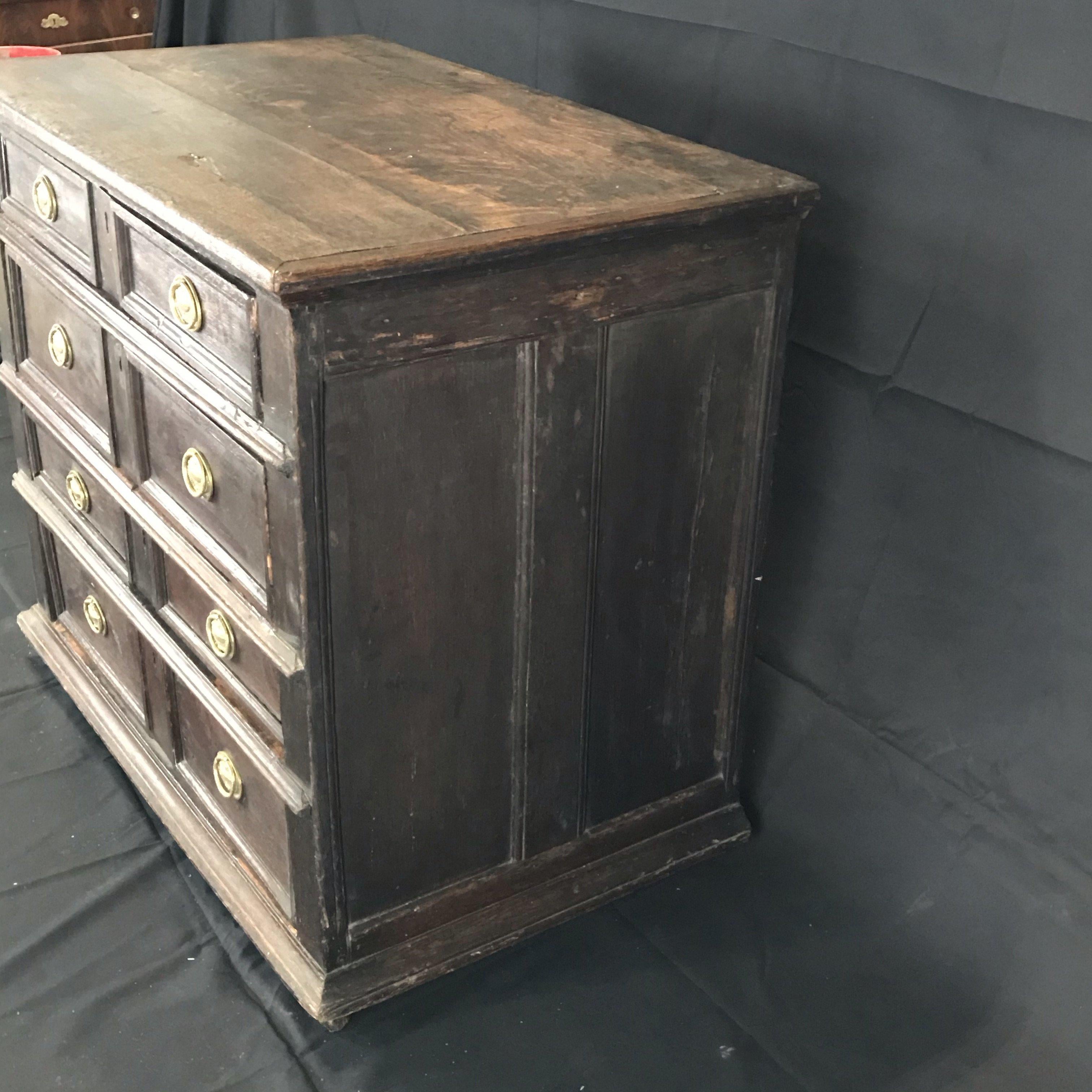 Character Rich Mid-17th Century Charles II Period Oak Chest of Drawers In Good Condition For Sale In Hopewell, NJ