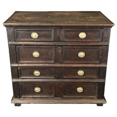 Character Rich Mid-17th Century Charles II Period Oak Chest of Drawers