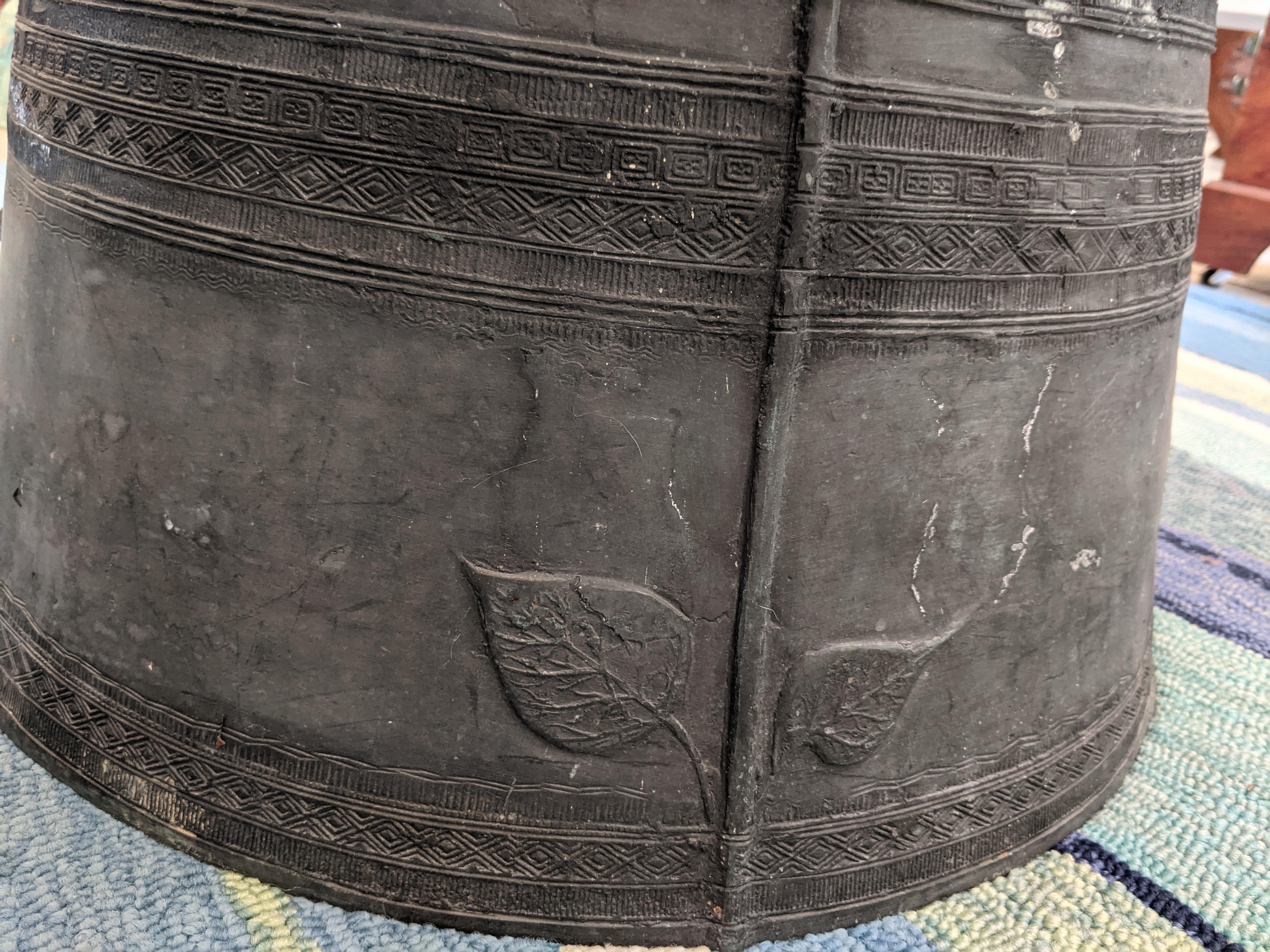 Character Rich Tribal Southeast Asian Bronze Rain Drum Table In Good Condition In Hopewell, NJ