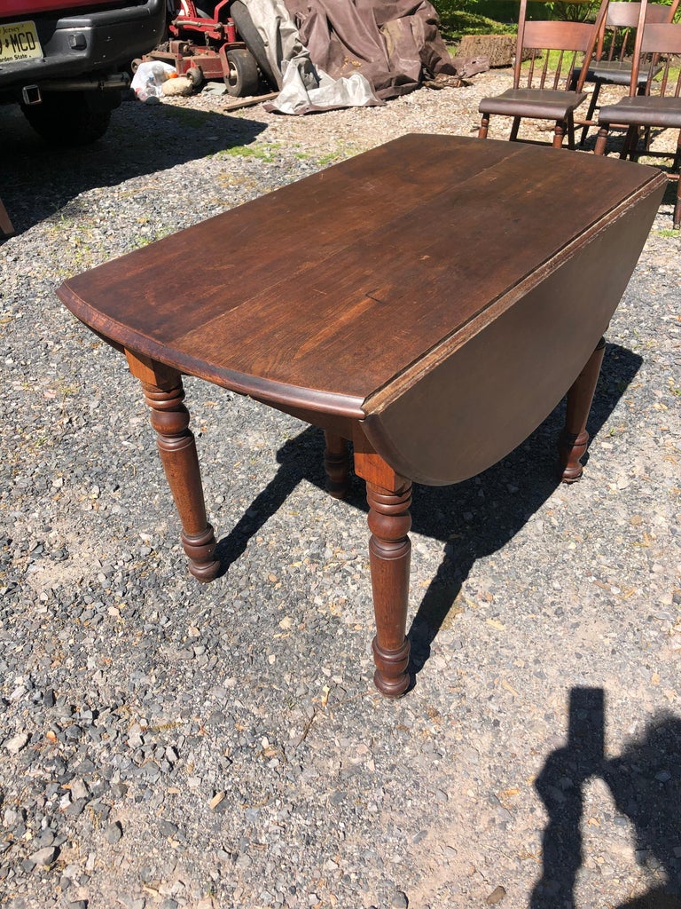 Character Rich Vintage Wooden Drop Leaf Dining Table with 3 Shapes at