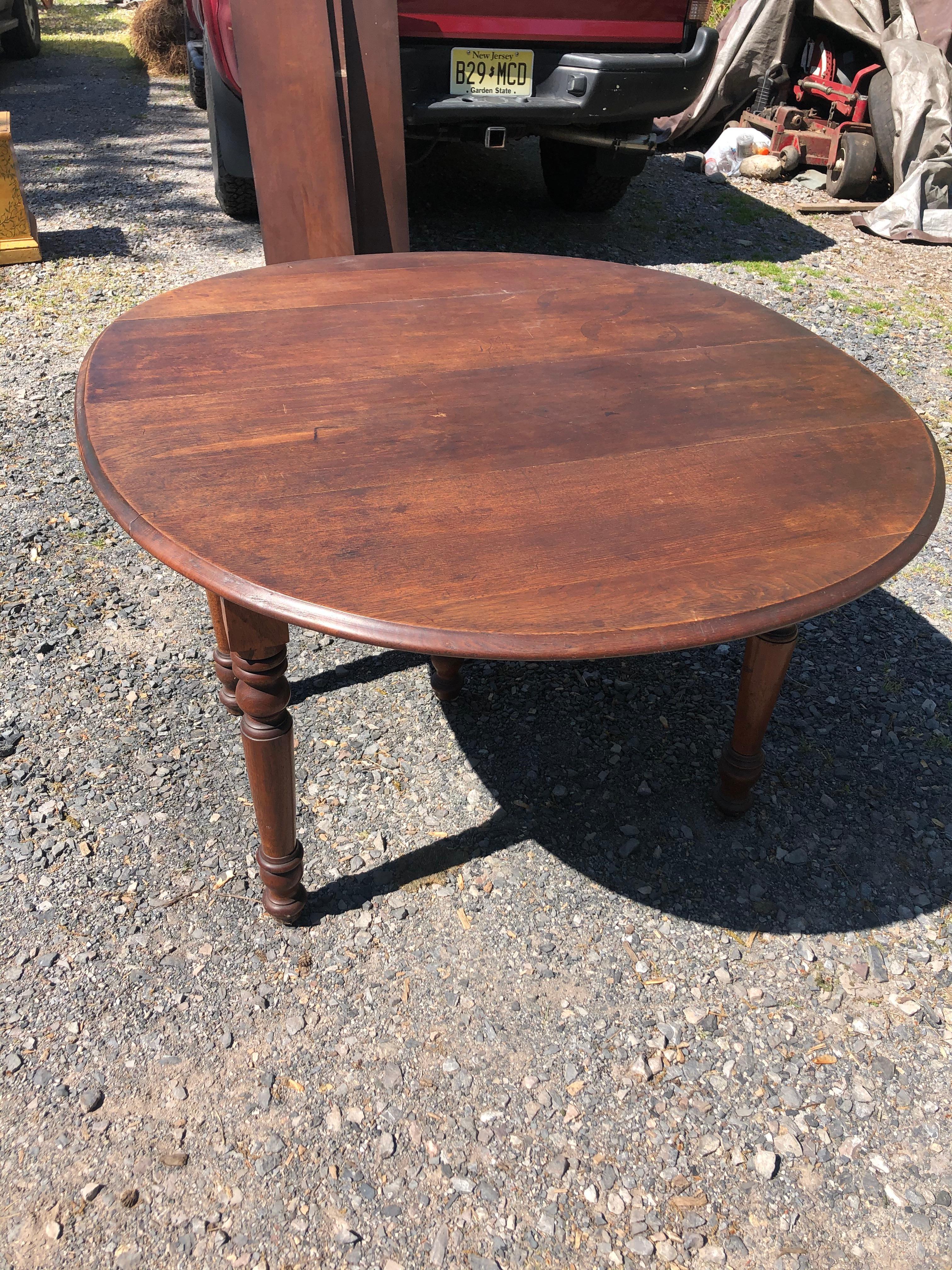 American Classical Character Rich Vintage Wooden Drop Leaf Dining Table with 3 Shapes