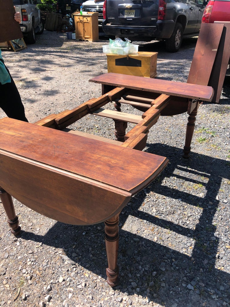 Character Rich Vintage Wooden Drop Leaf Dining Table with 3 Shapes at