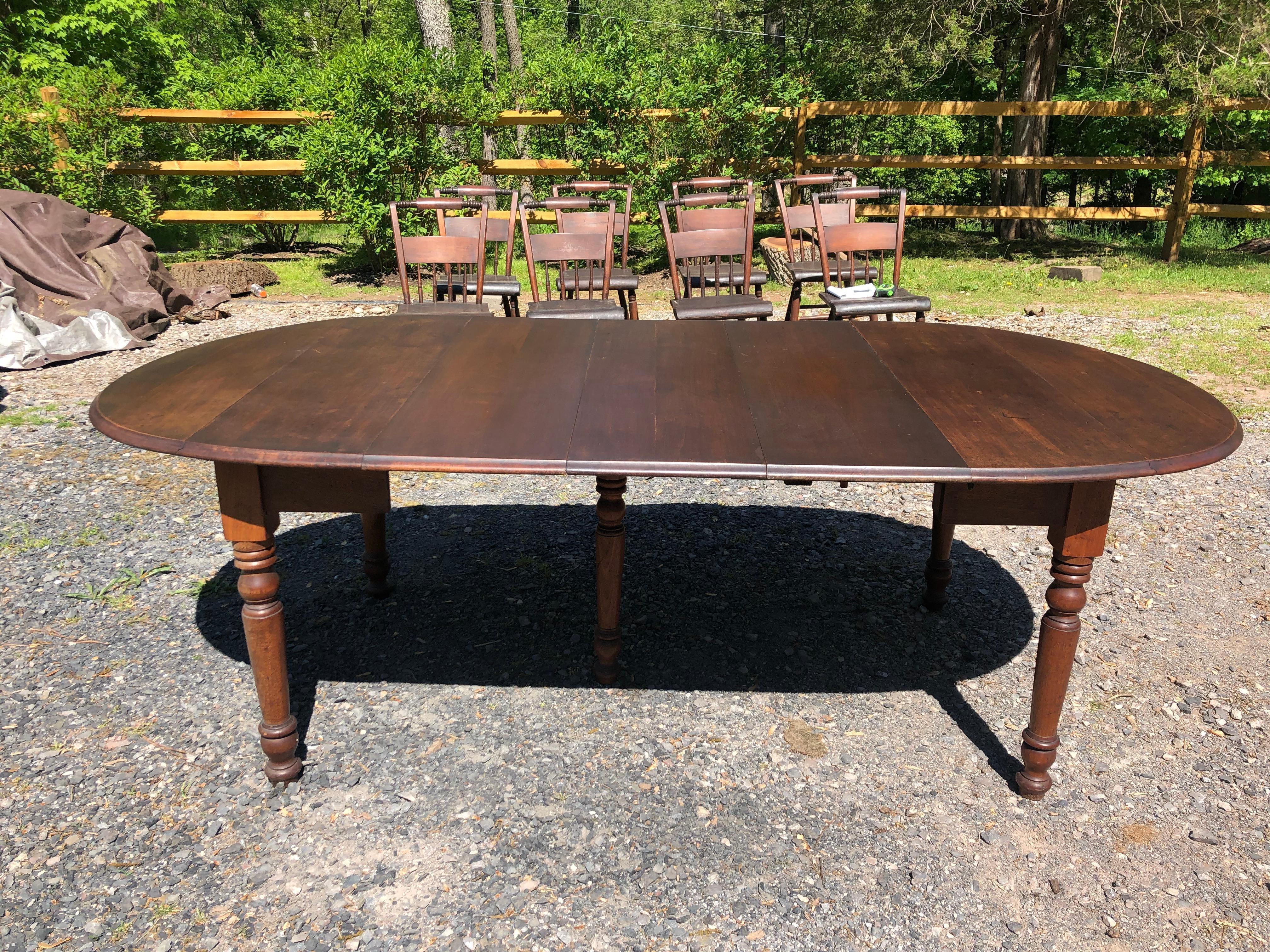 Early 20th Century Character Rich Vintage Wooden Drop Leaf Dining Table with 3 Shapes