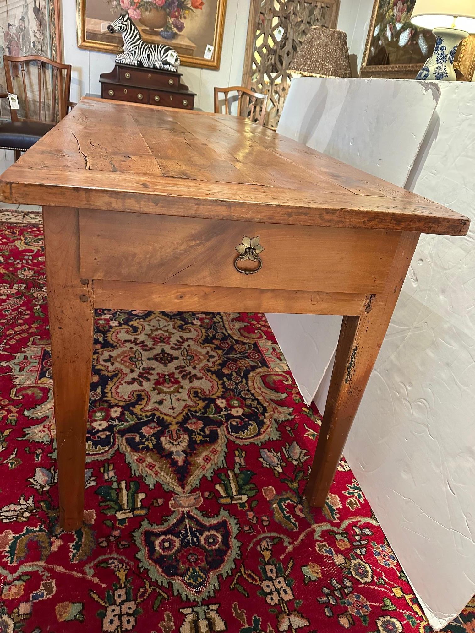 Characterful Antique French Oak Farm Table with Breadboards For Sale 9