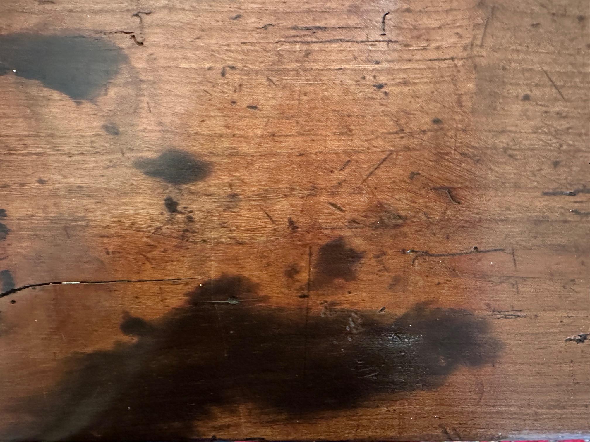 Characterful Antique French Oak Farm Table with Breadboards For Sale 13