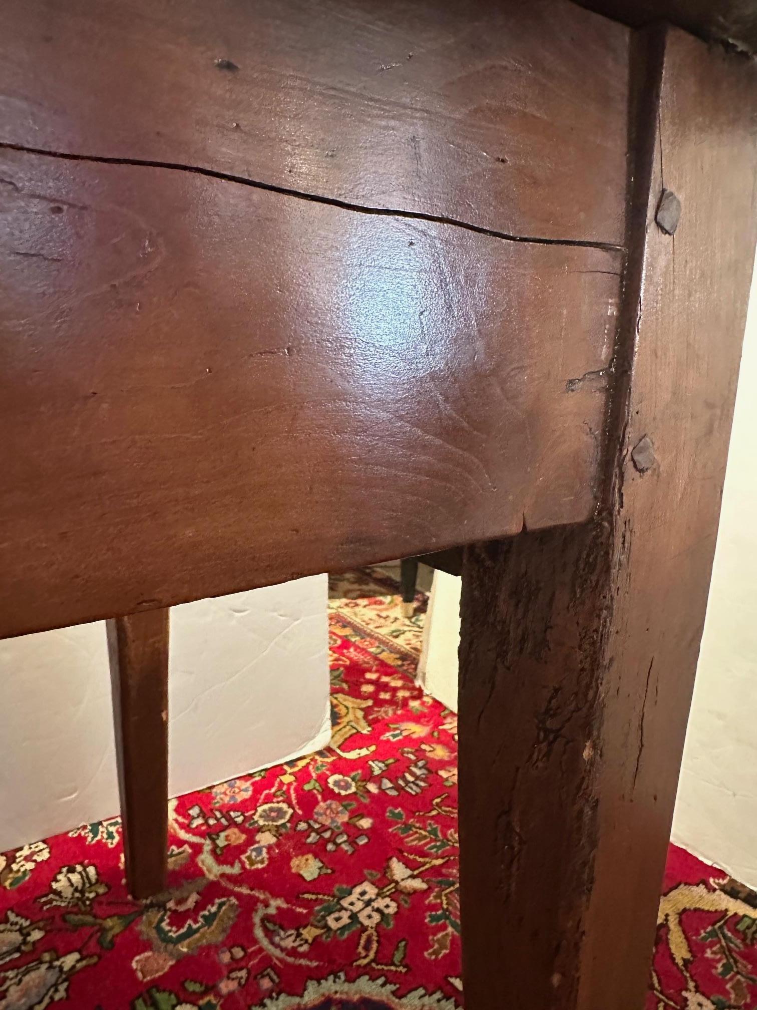Characterful Antique French Oak Farm Table with Breadboards For Sale 14