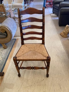 Characterful Set of 6 Classic Wood & Rush Ladderback Dining Chairs