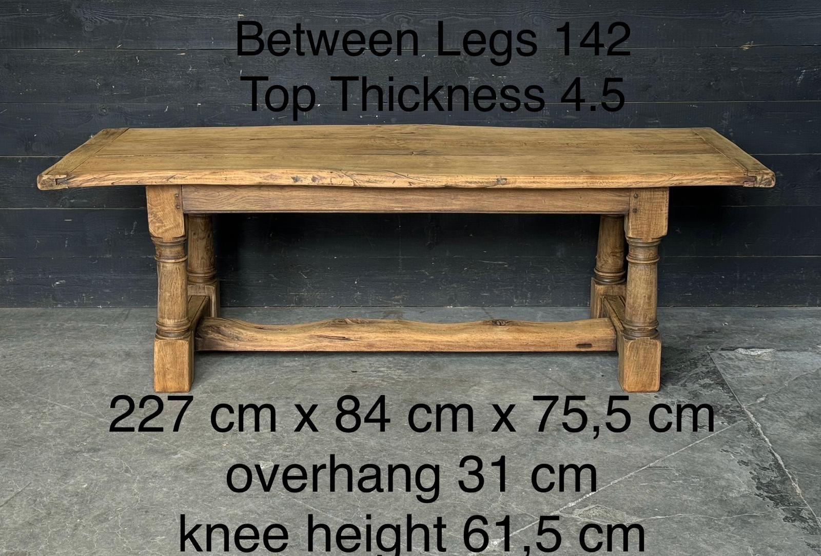 Characterful Bleached Oak Farmhouse Dining Table For Sale 6