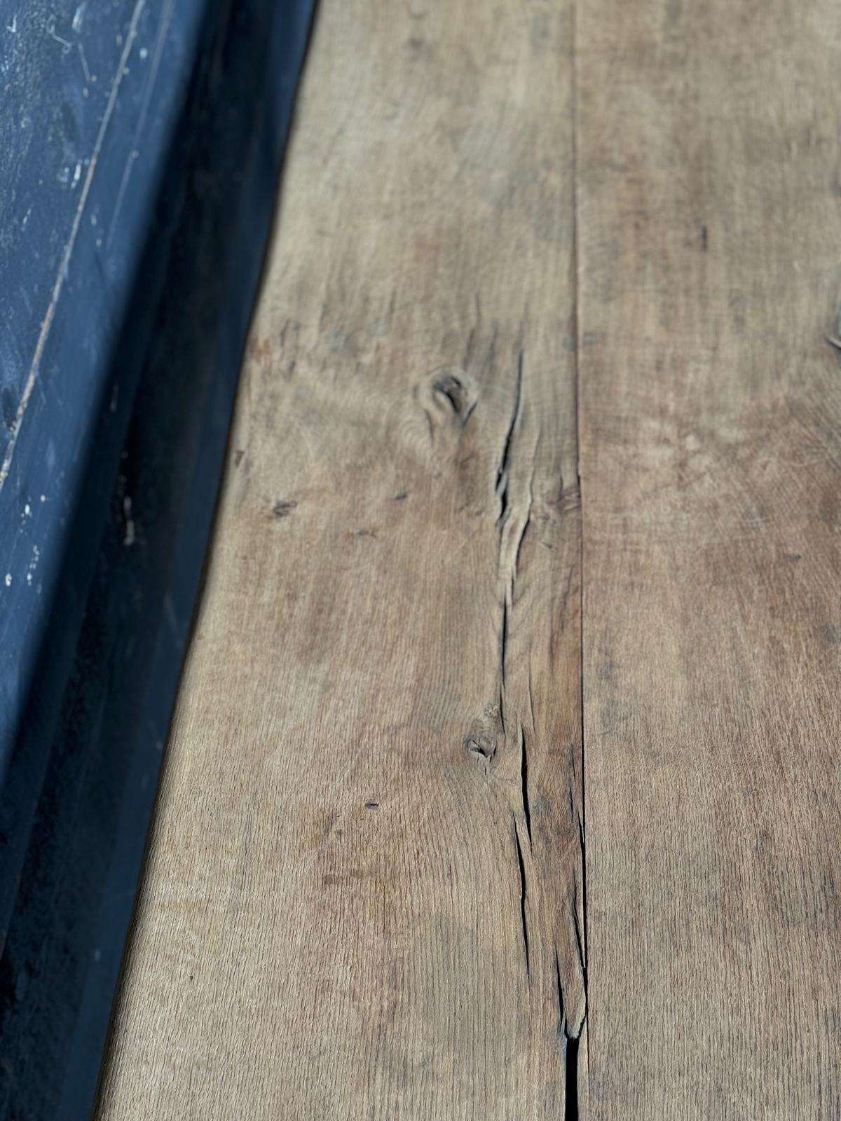 Characterful Bleached Oak Farmhouse Dining Table For Sale 8