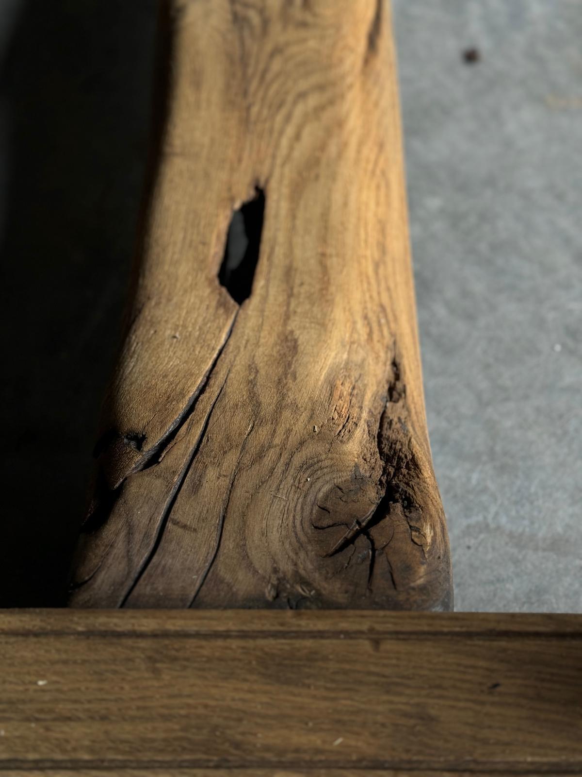 Characterful Bleached Oak Farmhouse Dining Table For Sale 13