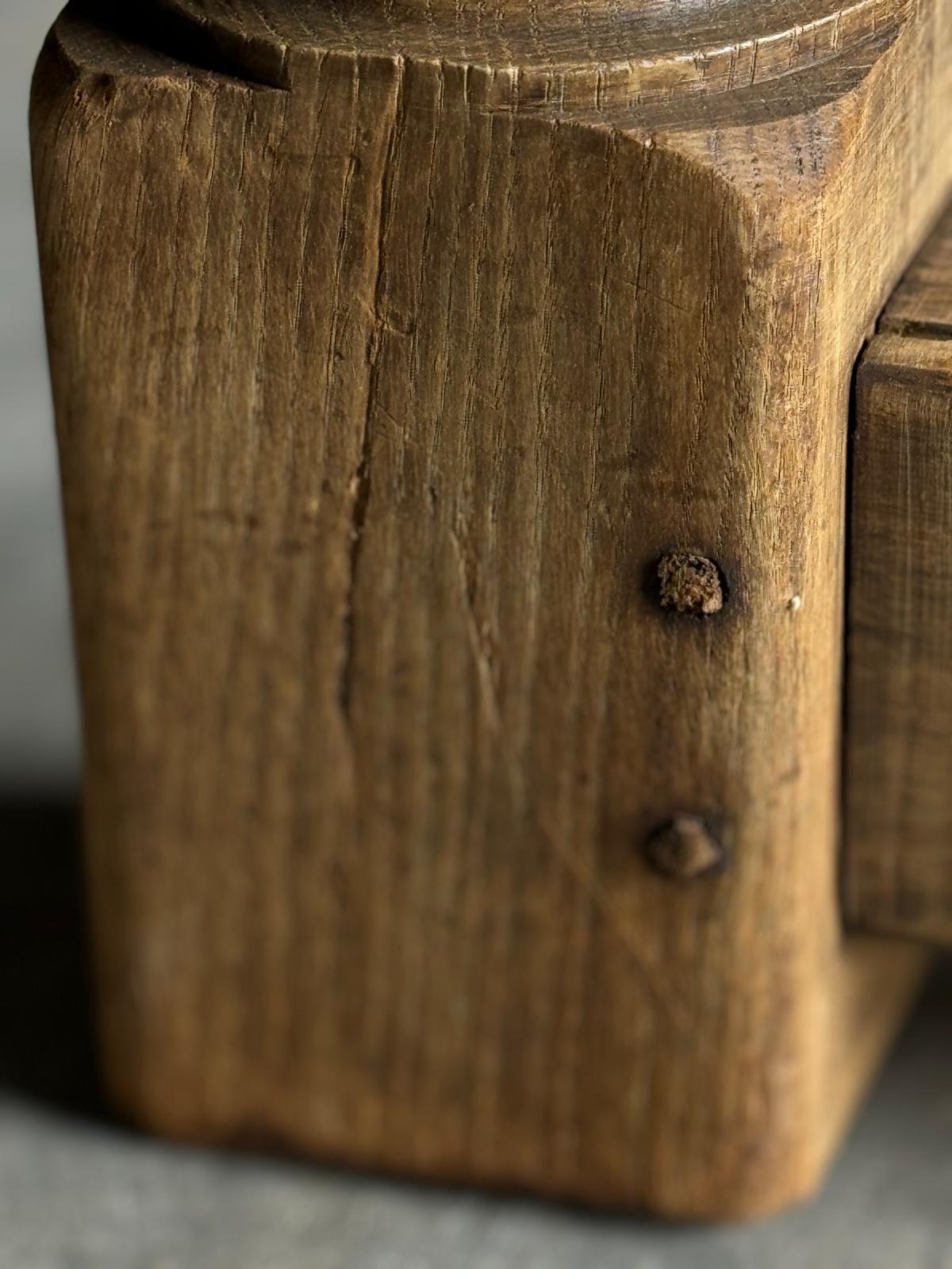 Characterful Bleached Oak Farmhouse Dining Table For Sale 1