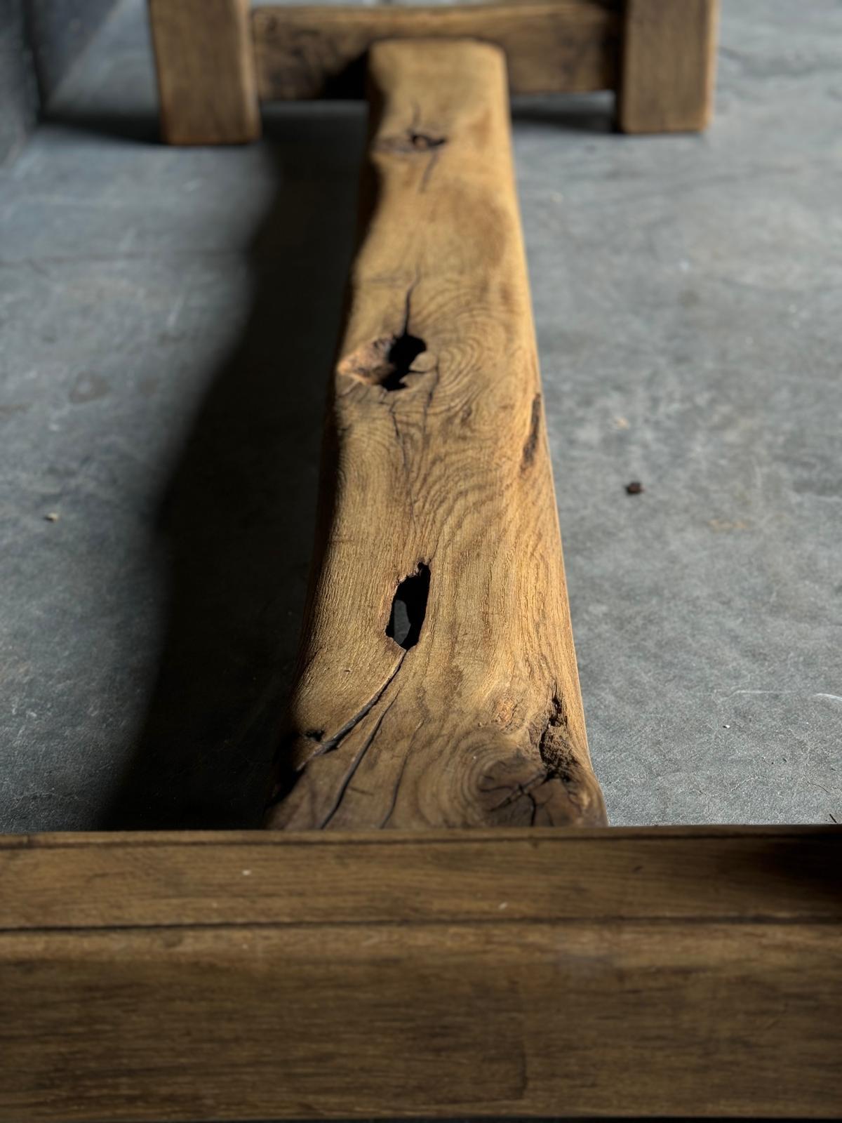 Characterful Bleached Oak Farmhouse Dining Table For Sale 2