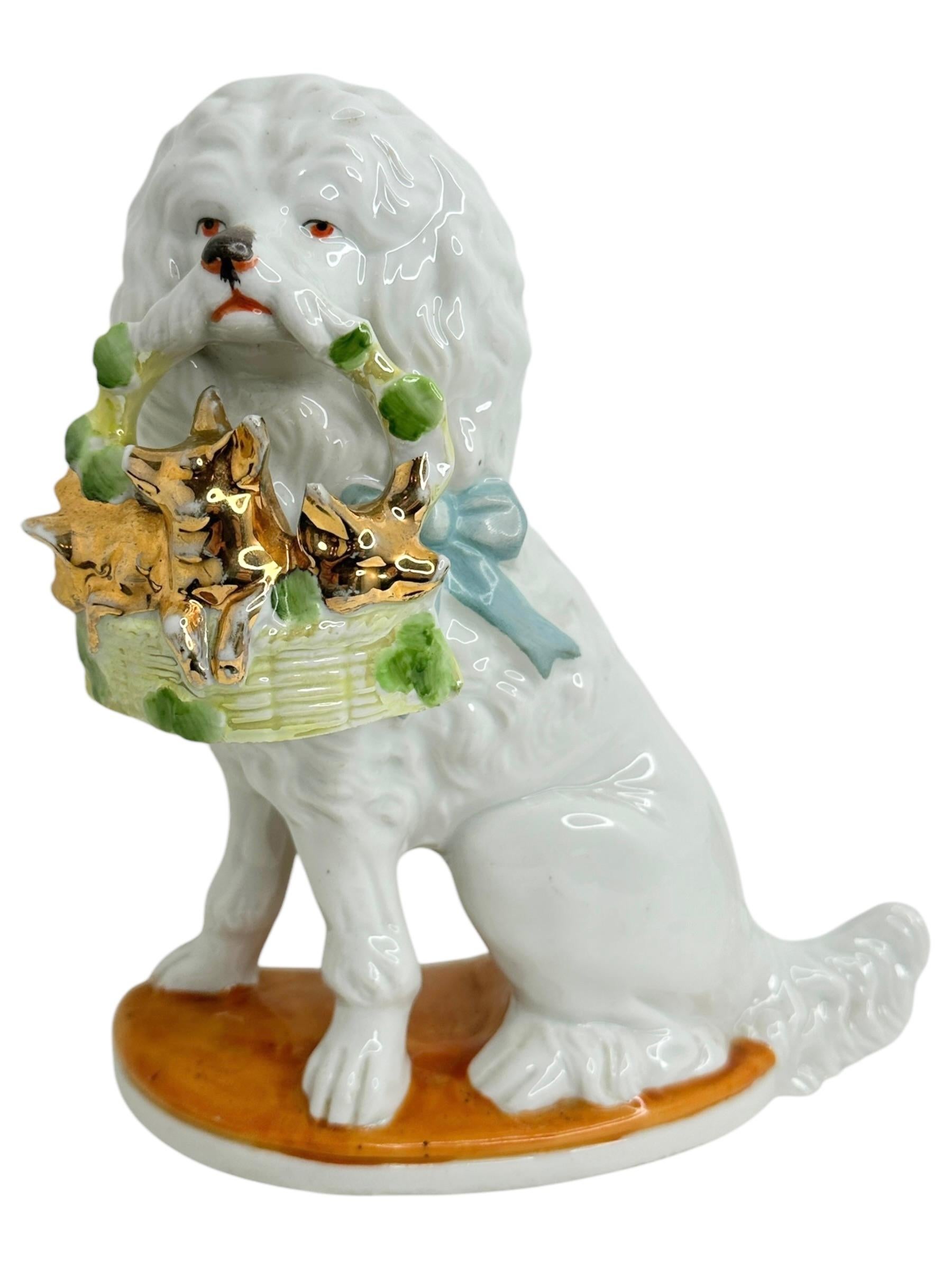 Par de Perros de Porcelana Alemanes Antiguos para Repisa de Chimenea, Década de 1910 en venta 1