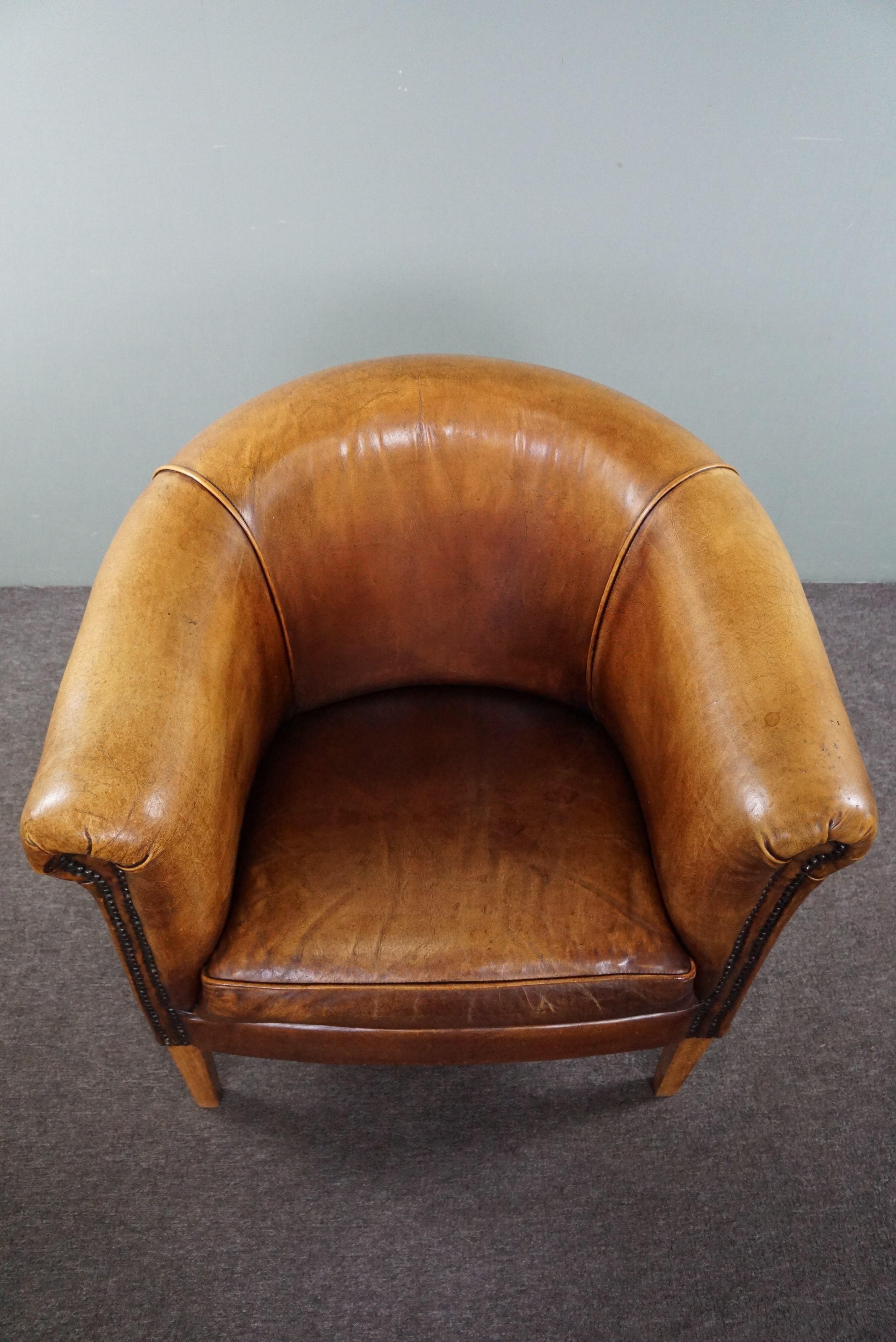 Late 20th Century Characteristic club chair made of cowhide leather For Sale