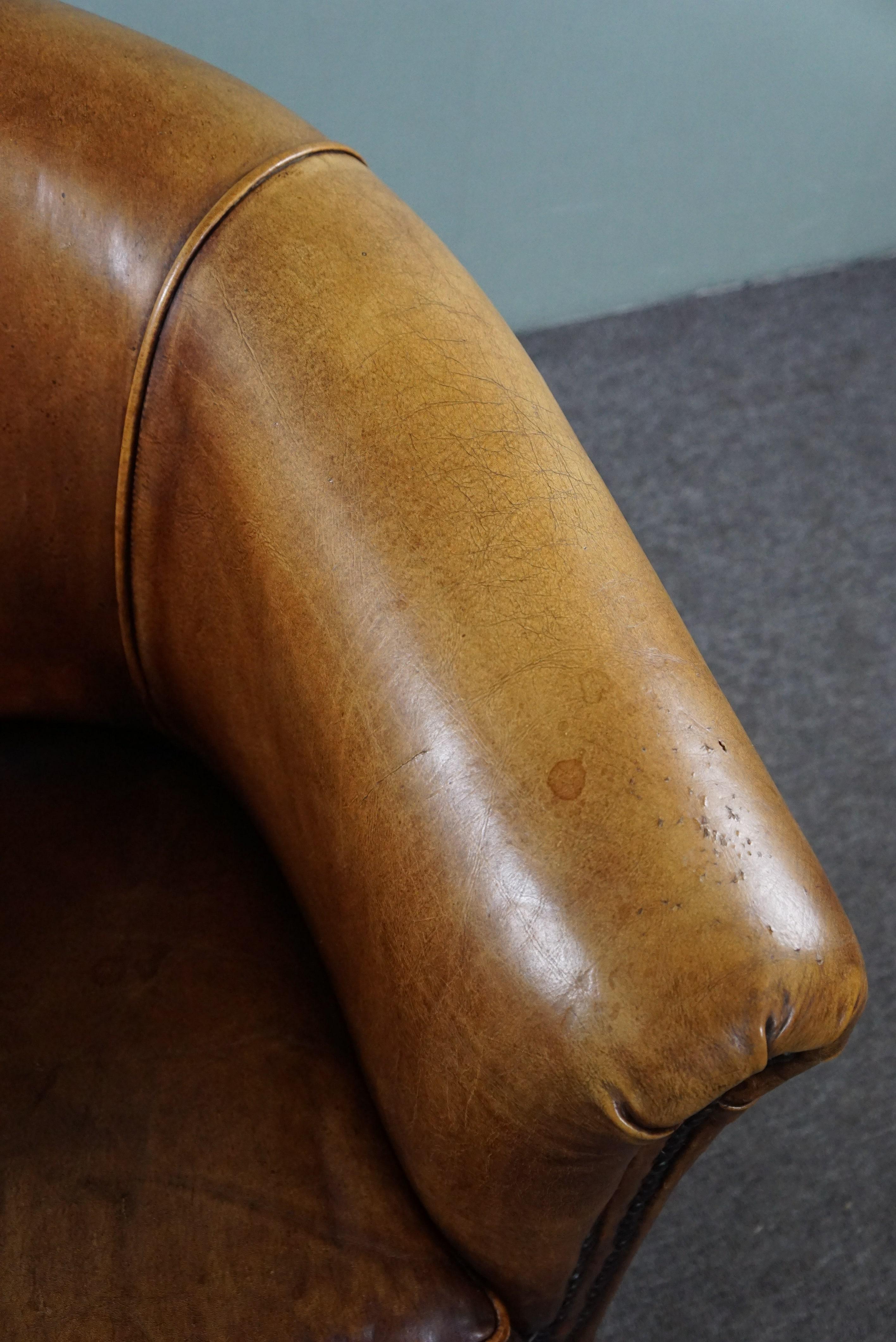 Characteristic club chair made of cowhide leather For Sale 1