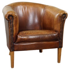 Retro Characteristic club chair made of cowhide leather