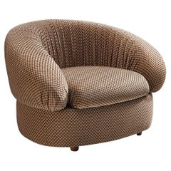 Retro Characteristic Italian Lounge Chair in Striped Sand Upholstery