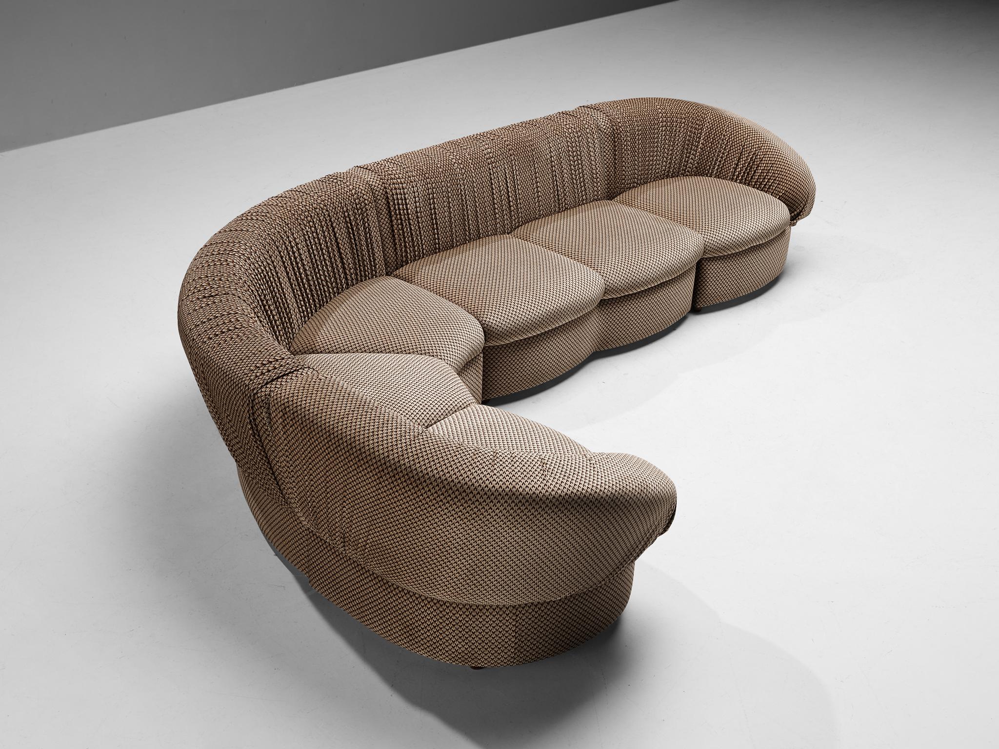 Characteristic Italian Modular Sofa in Brown and Beige Upholstery  5