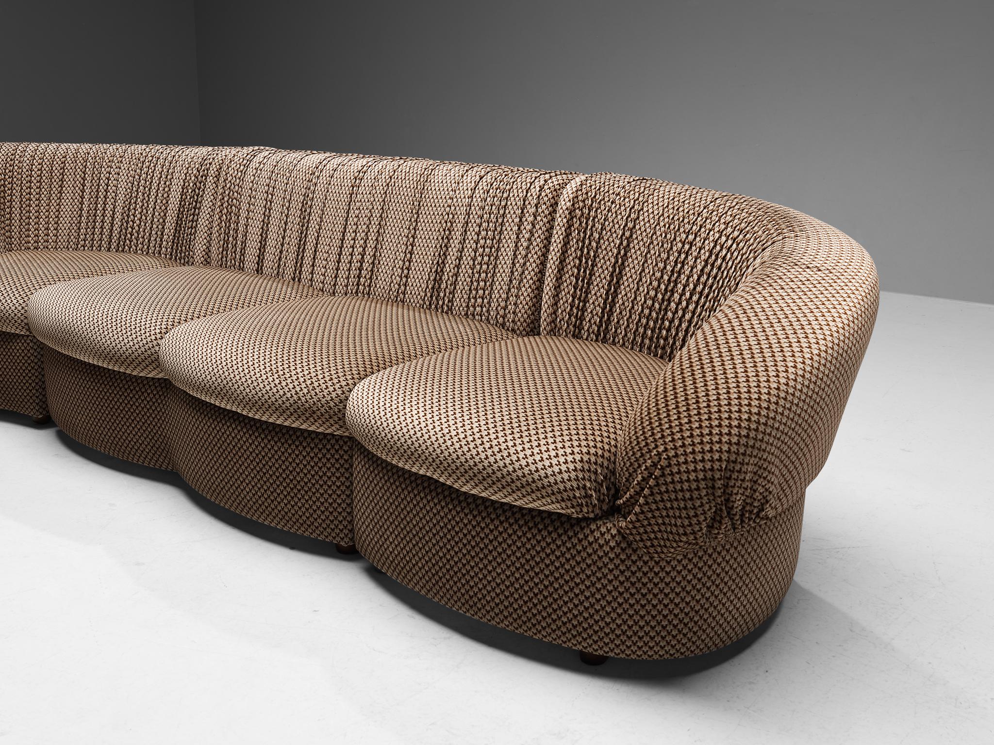 Characteristic Italian Modular Sofa in Brown and Beige Upholstery  6