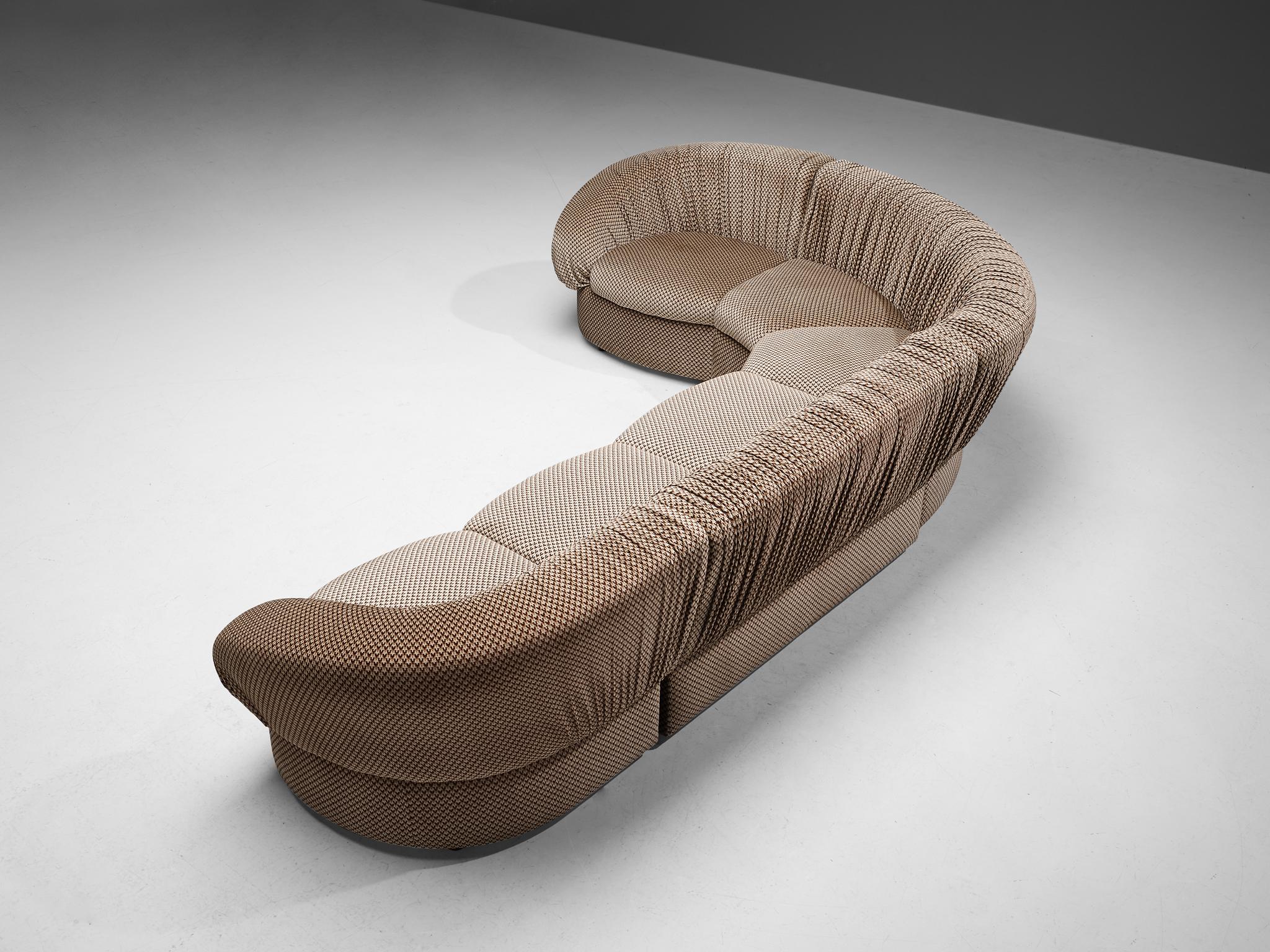 Characteristic Italian Modular Sofa in Brown and Beige Upholstery  3