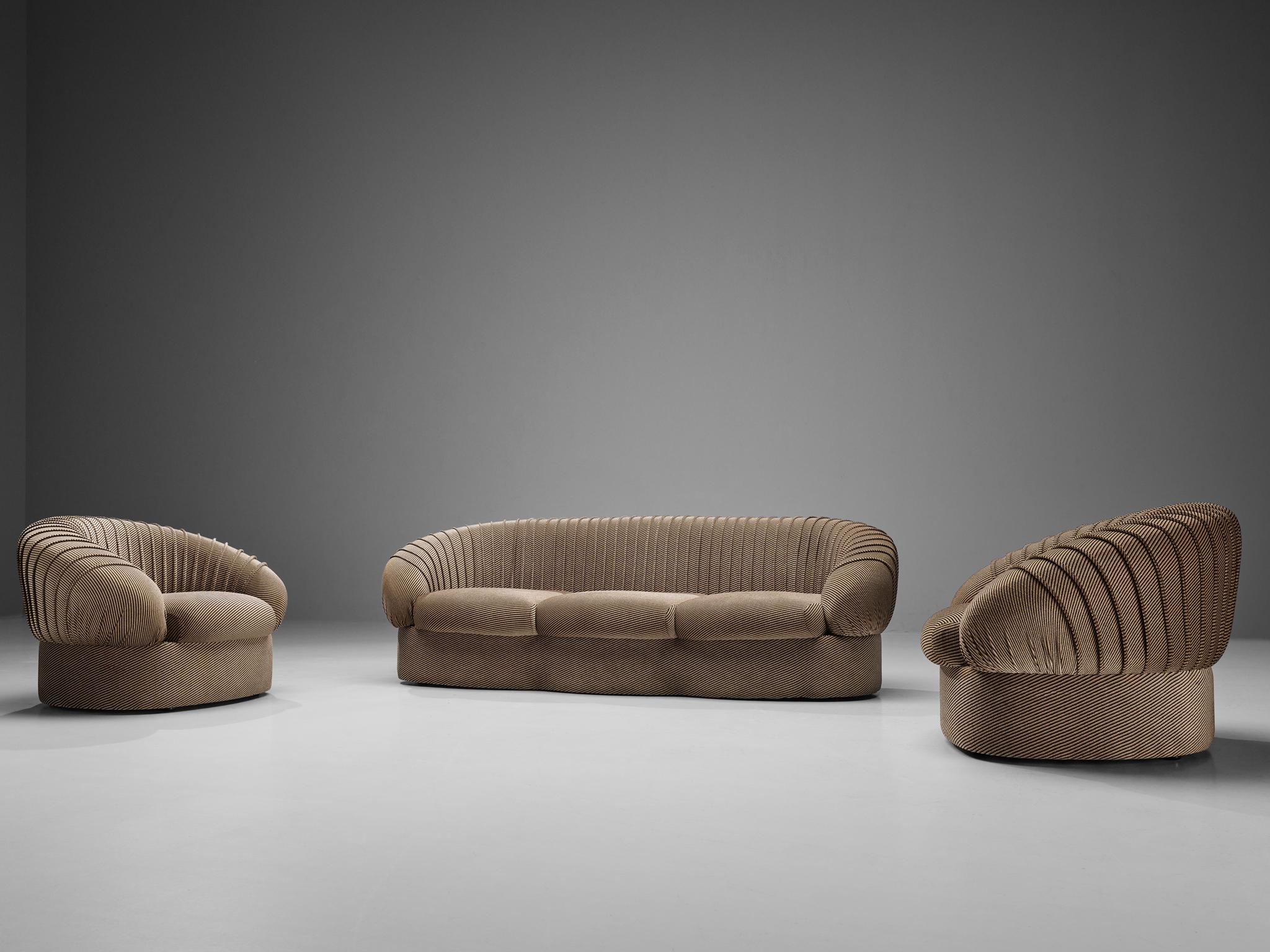 Characteristic Italian Sofa in Striped Sand Upholstery 7