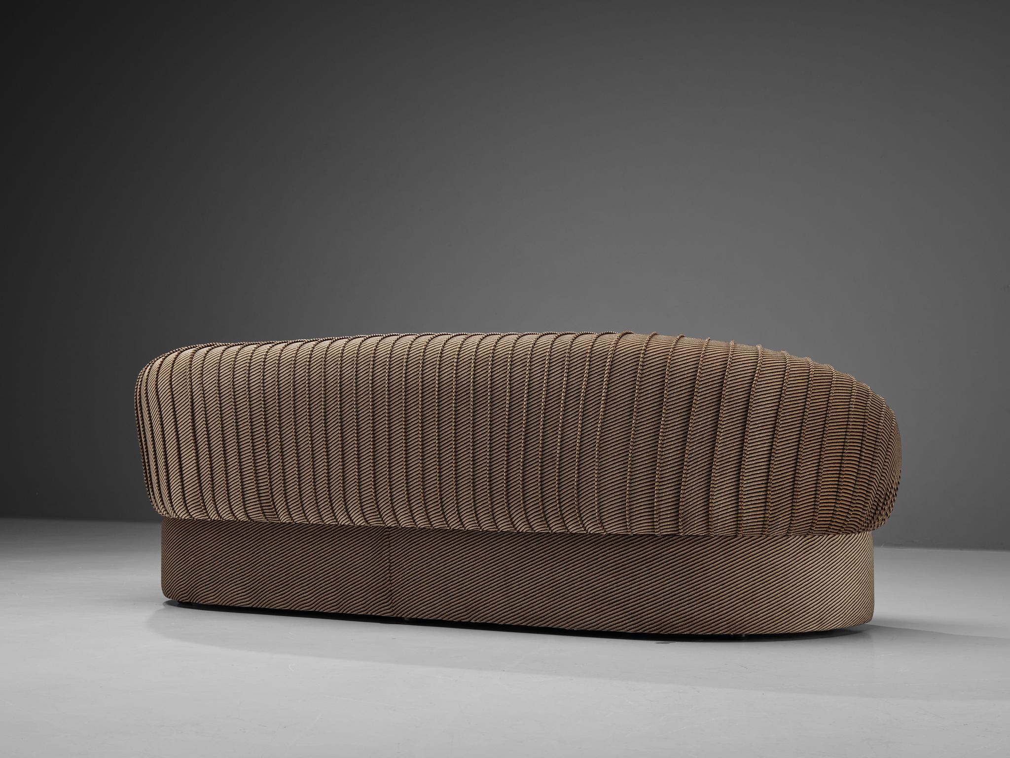 Fabric Characteristic Italian Sofa in Striped Sand Upholstery