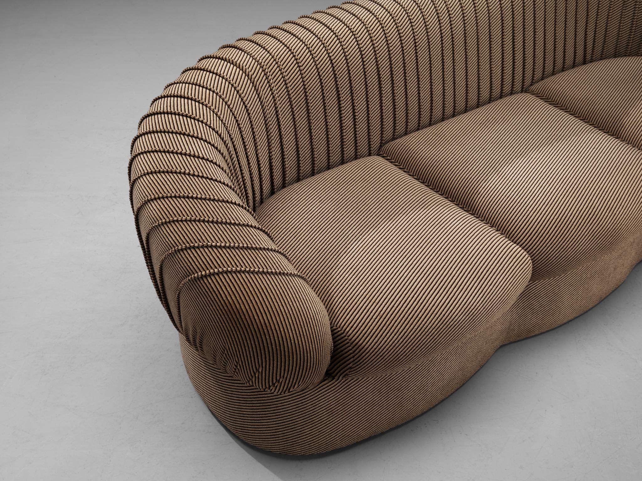 Late 20th Century Characteristic Italian Sofa in Striped Sand Upholstery